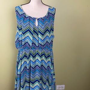 Geometric Chevron Print Handkerchief  Key hole Accent neckline